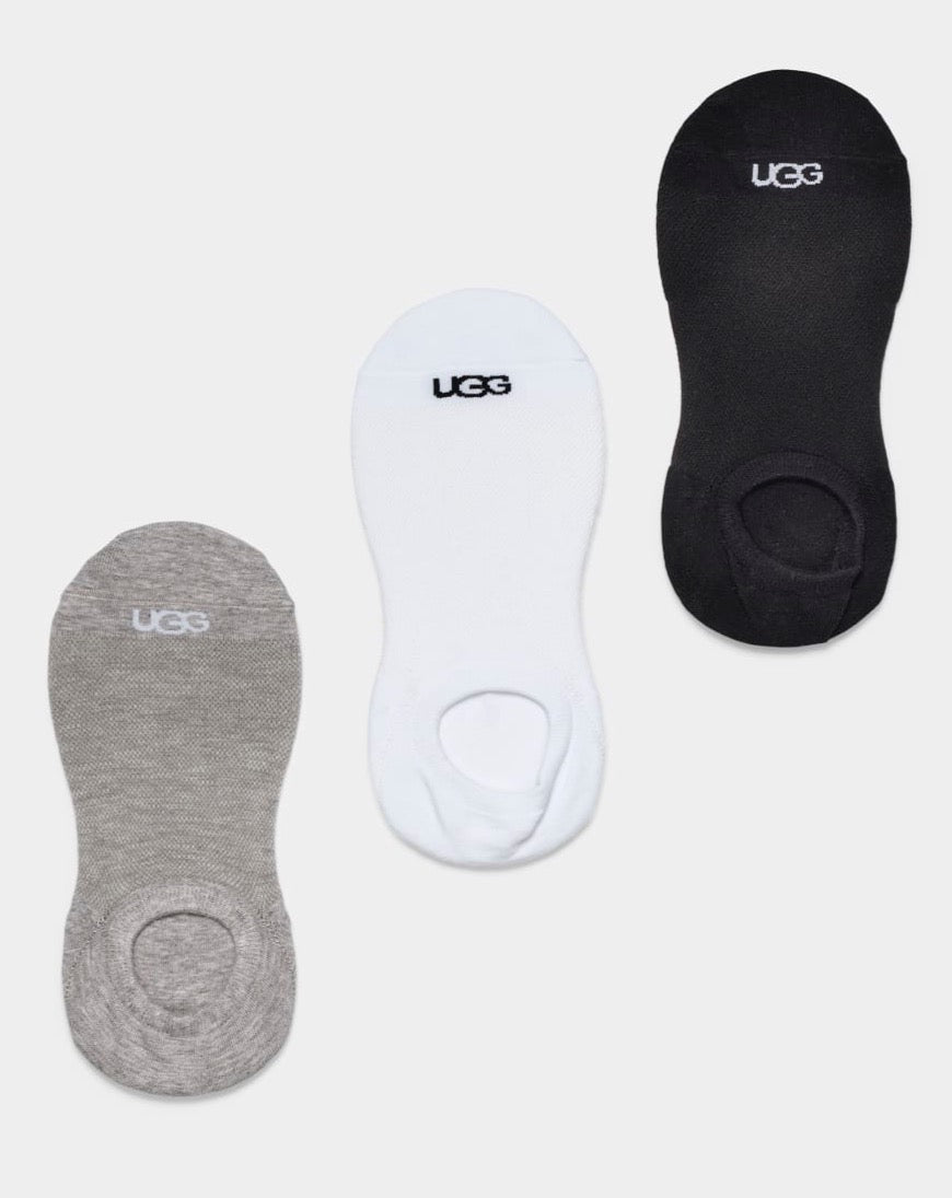 UGG® Stela No Show 3 Pack Socks White/Grey/Black - Dear Lucy