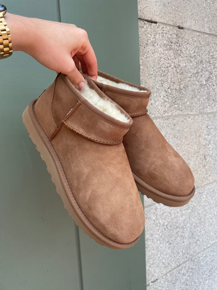 UGG® Classic Ultra Mini Chestnut side view- Dear Lucy