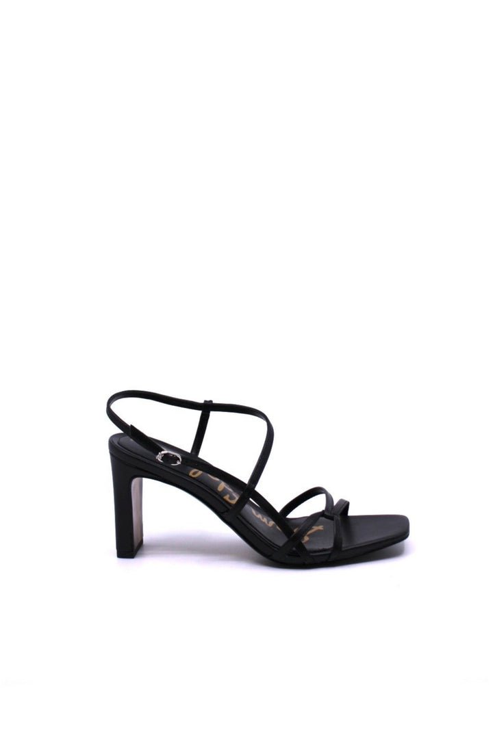 Sam Edelman Emmie Black side view- Dear Lucy The Emmie boasts a stylish strappy construction and stable block heel, seamlessly fusing contemporary charm with ease.
