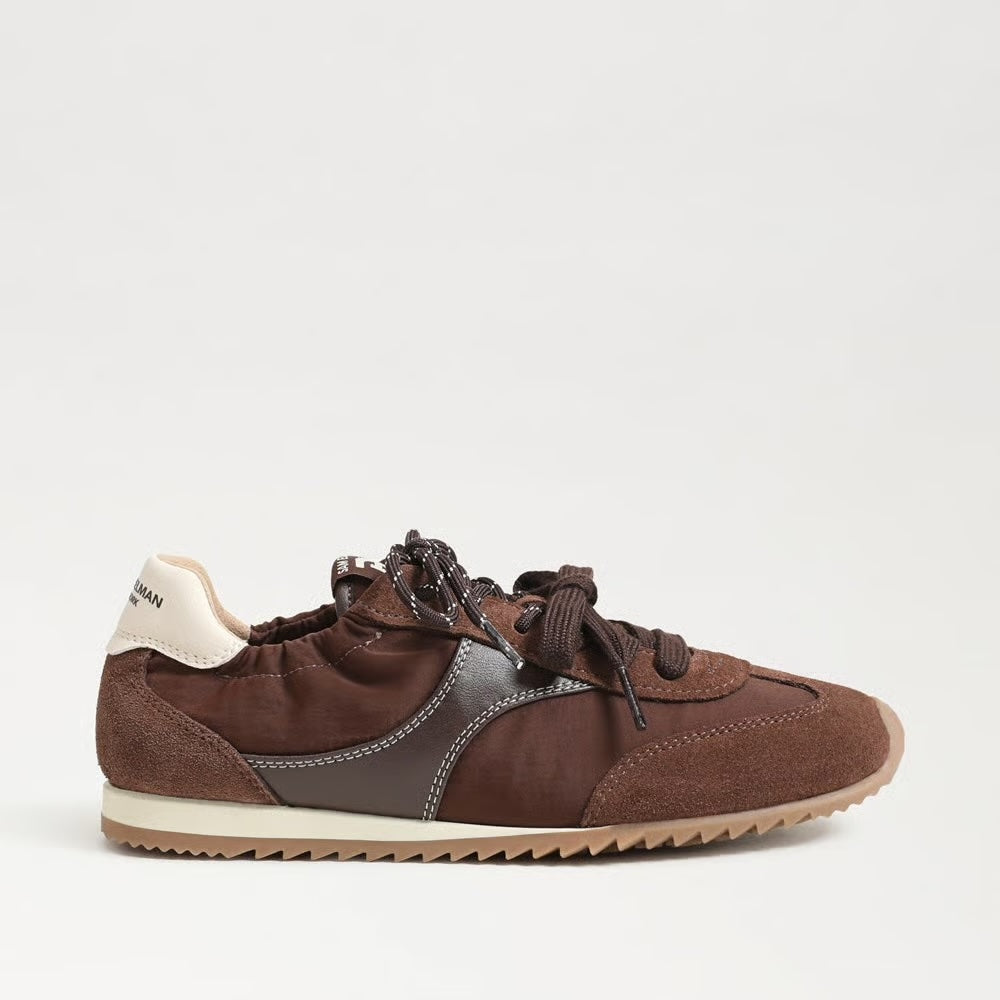 Sam Edelman Ivanna Lace-Up Sneaker – Java Brown Nylon Suede