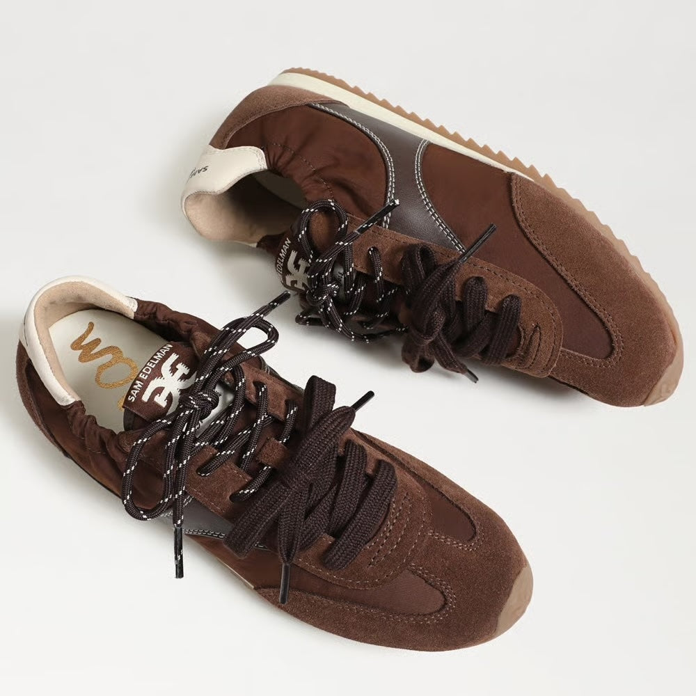 Sam Edelman Ivanna Lace-Up Sneaker – Java Brown Nylon Suede