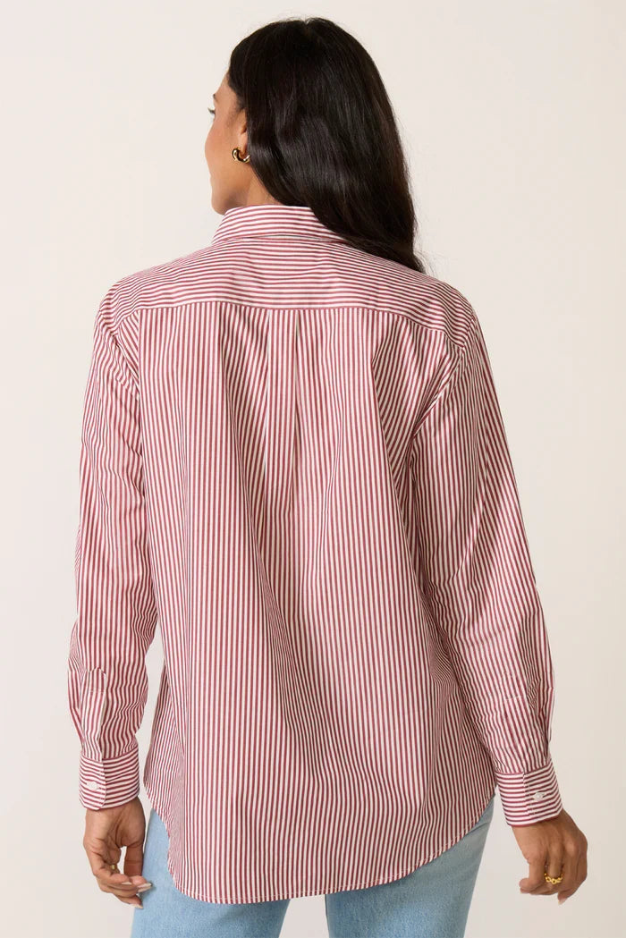 The Shirt The Boyfriend Shirt – Burgundy Stripe