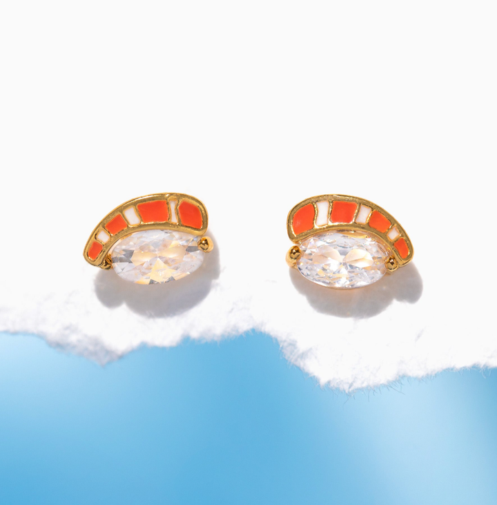 Girls Crew Salmon Nigiri Stud Earrings - Dear Lucy