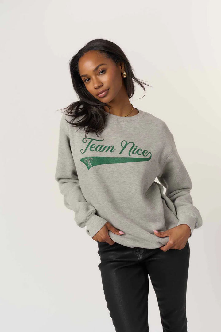 Project Social T Team Naughty/Nice Reversible Sweatshirt Heather Grey