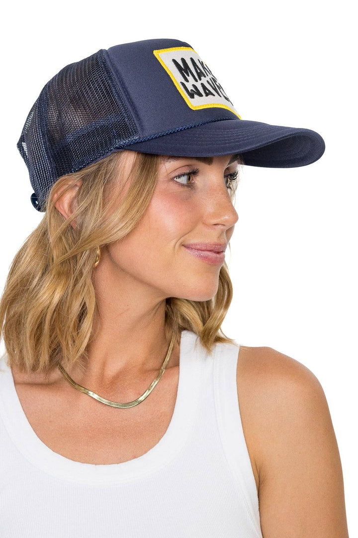 Make Waves Trucker Hat in Navy - Dear Lucy