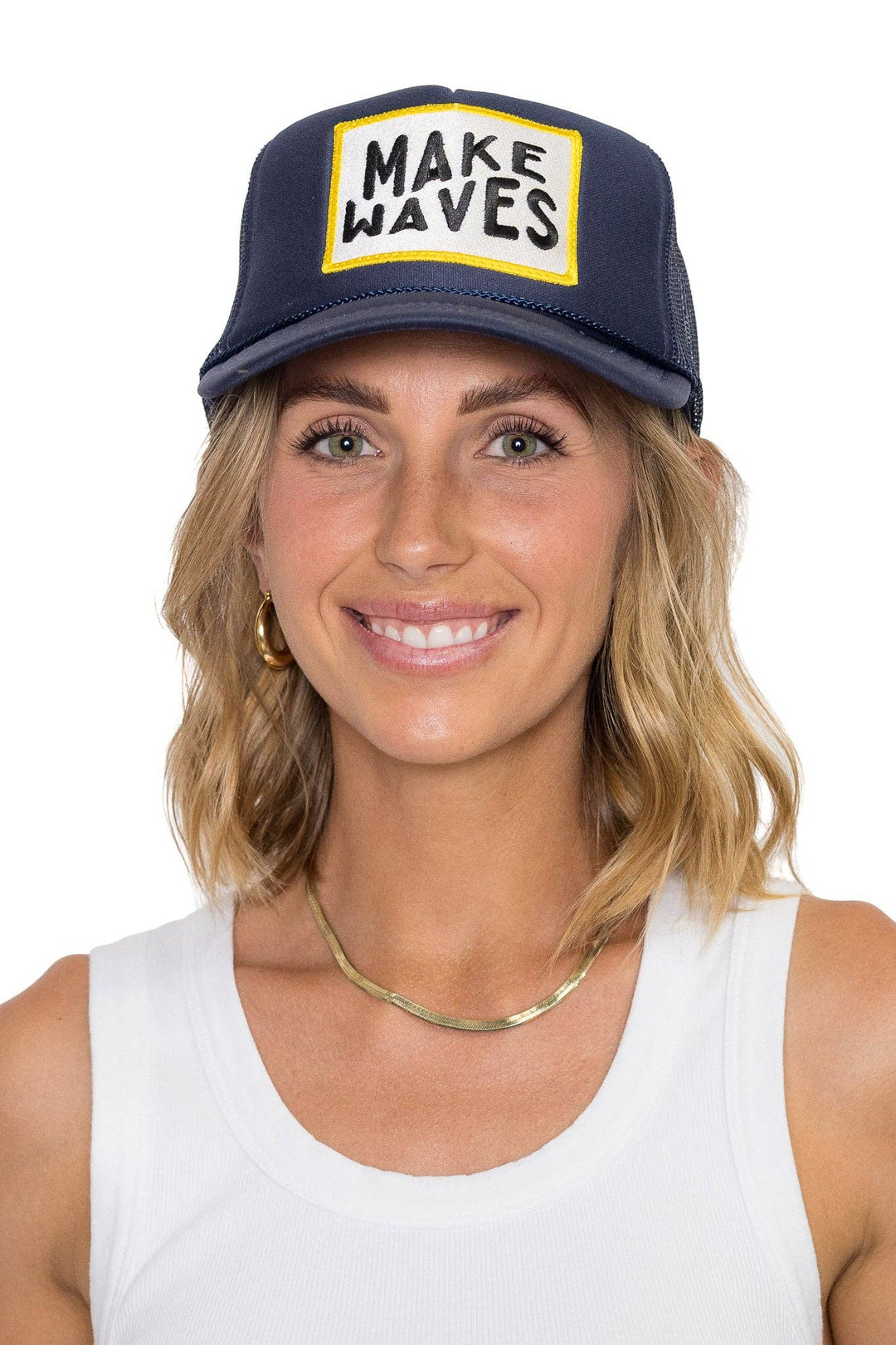 Make Waves Trucker Hat in Navy - Dear Lucy