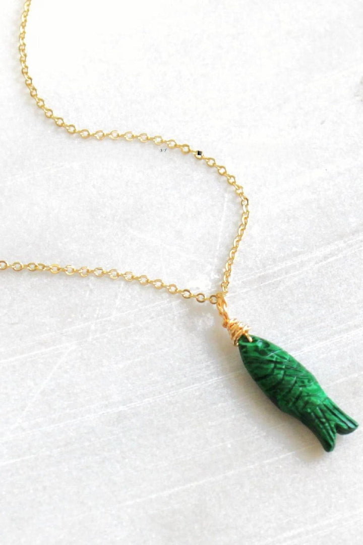 The Silver Wren Gemstone Fish Pendant Necklace - Dear Lucy