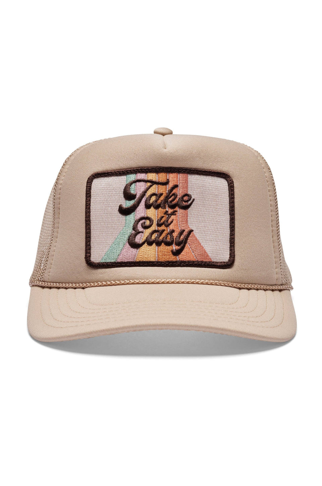 Take It Easy Trucker Hat in Tan - Dear Lucy