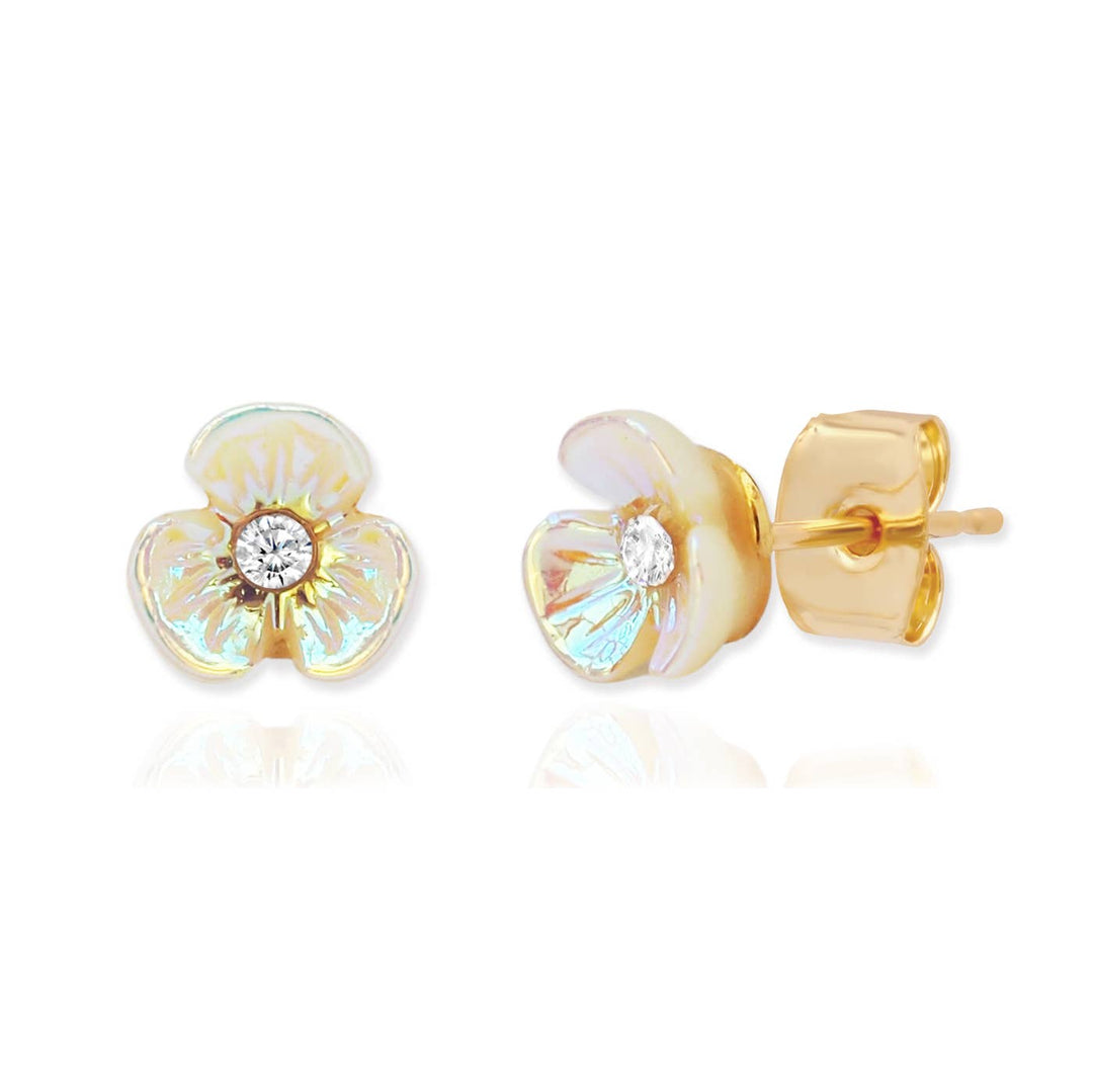 Tiny Iridescent Flower Studs