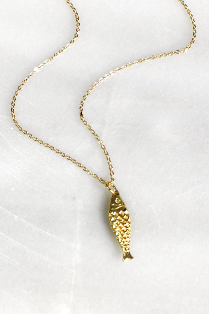 The Silver Wren Gold Fish Pendant Necklace - Dear Lucy