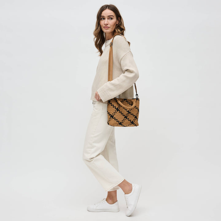 Sol and Selene Sky's The Limit - Small Woven Neoprene Crossbody: Sand Black - Dear Lucy
