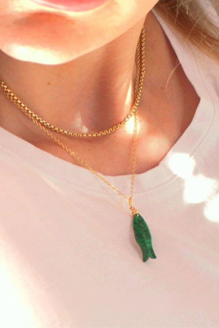 The Silver Wren Gemstone Fish Pendant Necklace - Dear Lucy