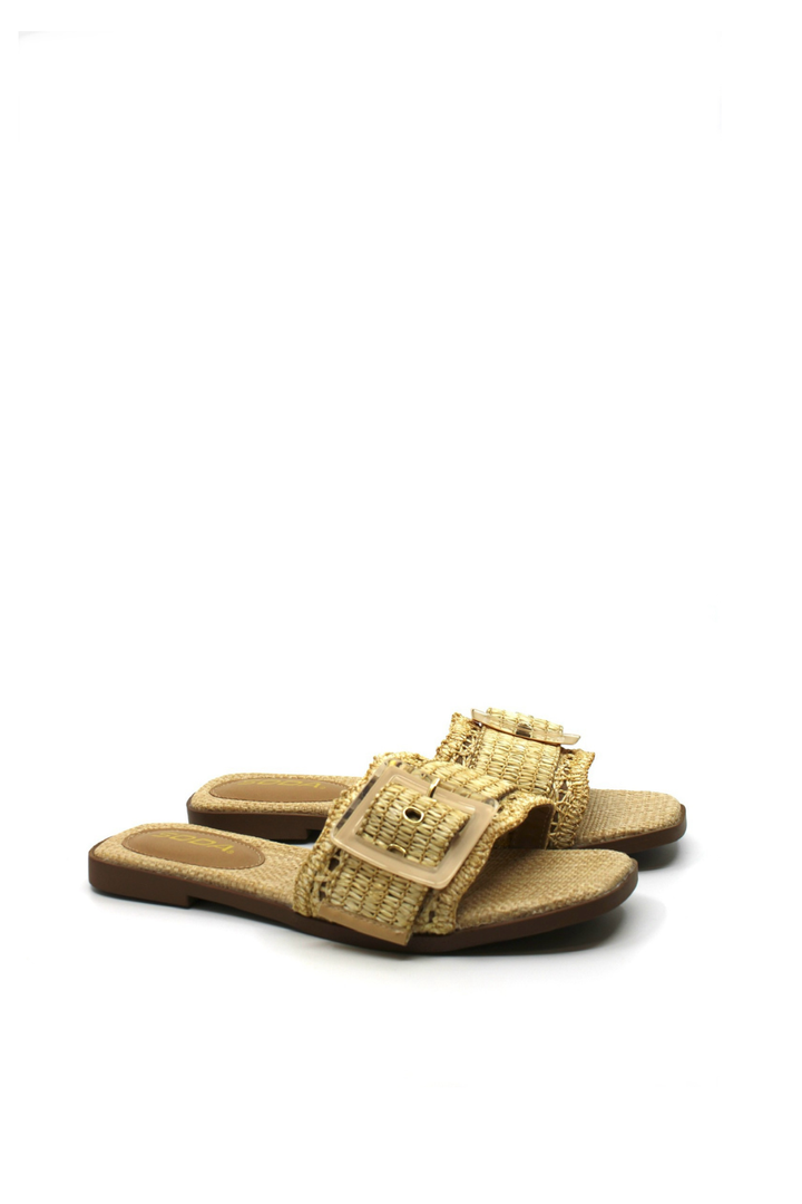 CCOCCI Nayan Woven Slides in Natural - Dear Lucy