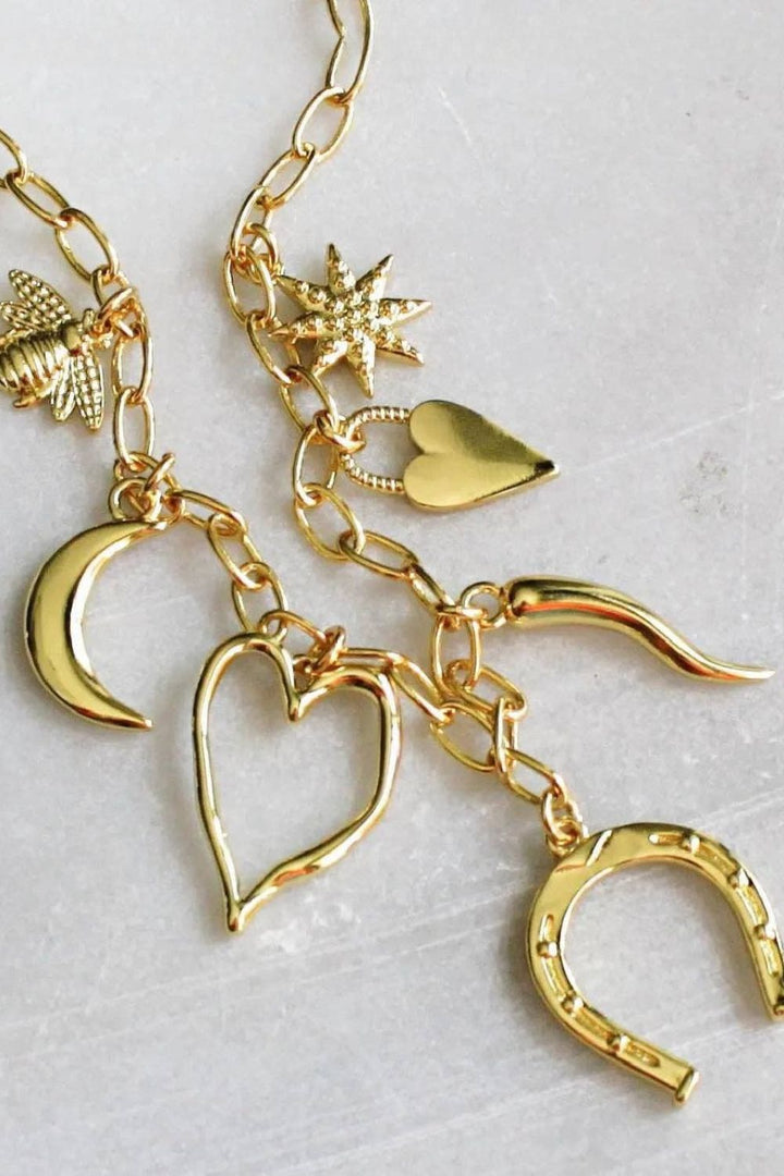 The Silver Wren Gold Multi Charm Necklace - Dear Lucy