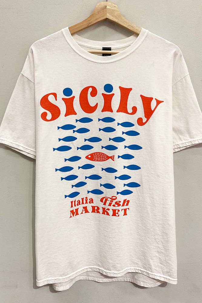 Sweet Claire Sicily Fishes Graphic Tee - Dear Lucy