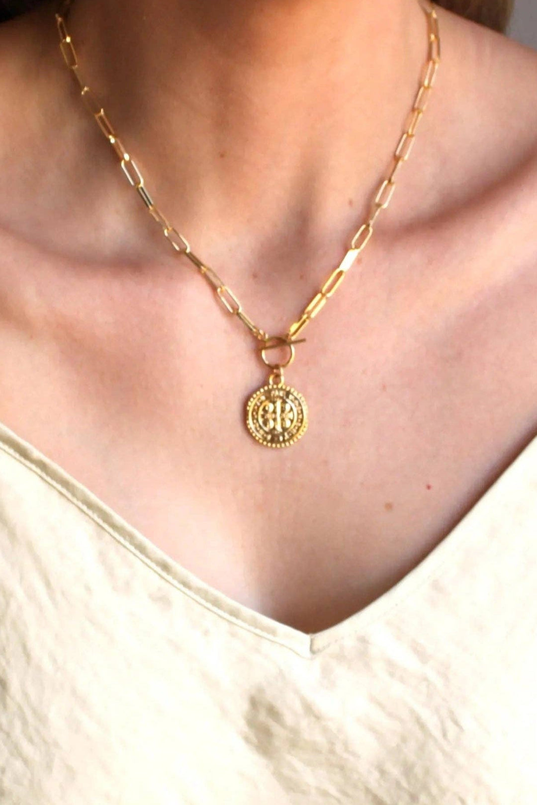 Silver Wren Gold Coin Toggle Necklace - Dear Lucy