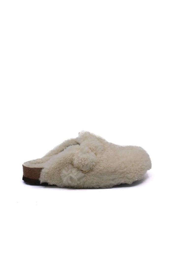 Birkenstock Boston Big Buckle Shearling Teddy Eggshell Narrow - Dear Lucy