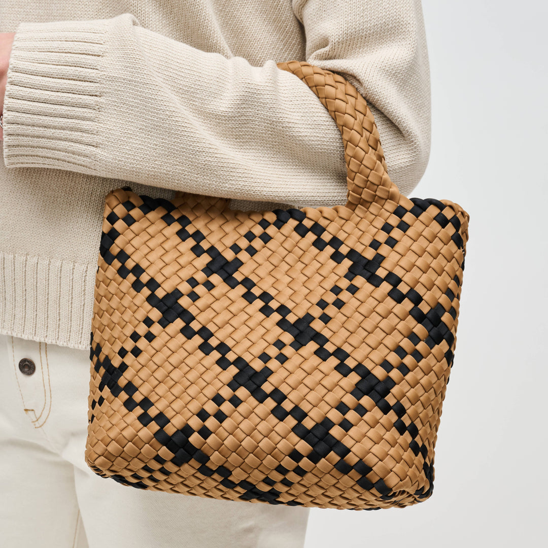 Sol and Selene Sky's The Limit - Small Woven Neoprene Crossbody: Sand Black - Dear Lucy
