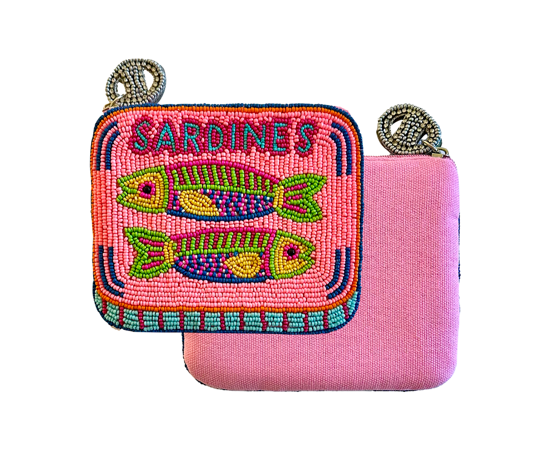 Beaded Sardines in Tin Can Coin Purse