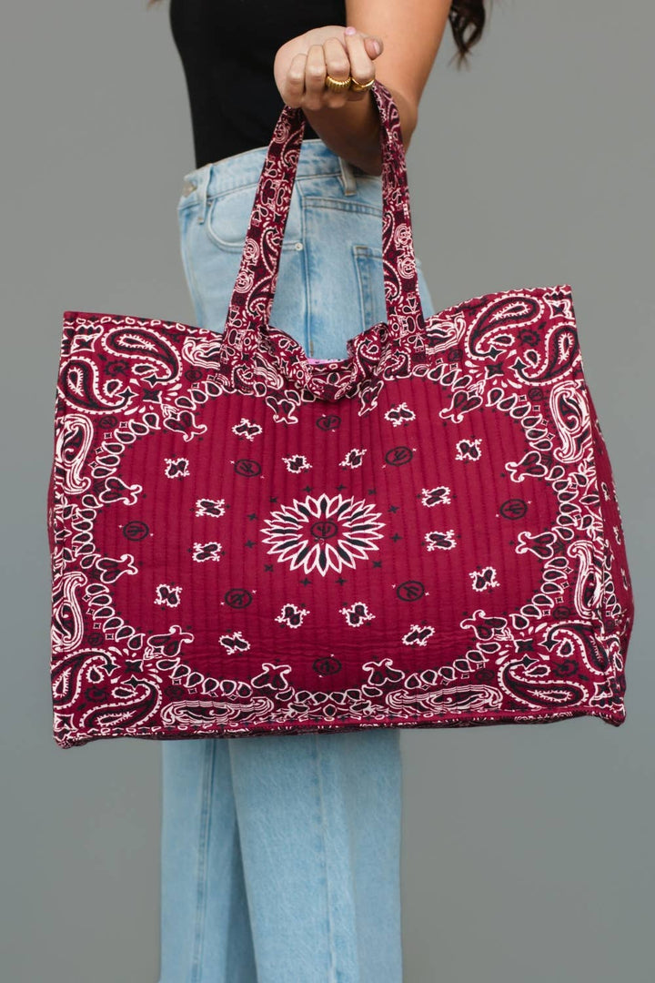 Burgundy Bandana Tote
