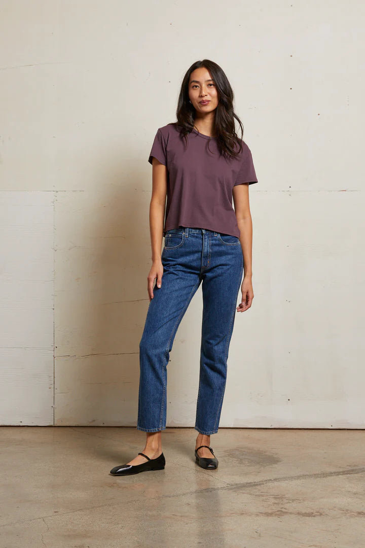 Perfectwhitetee Harley Crew Tee Plum - Dear Lucy