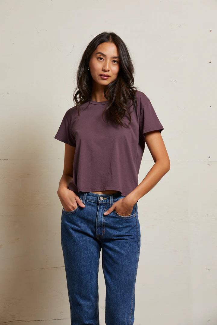 Perfectwhitetee Harley Crew Tee Plum - Dear Lucy