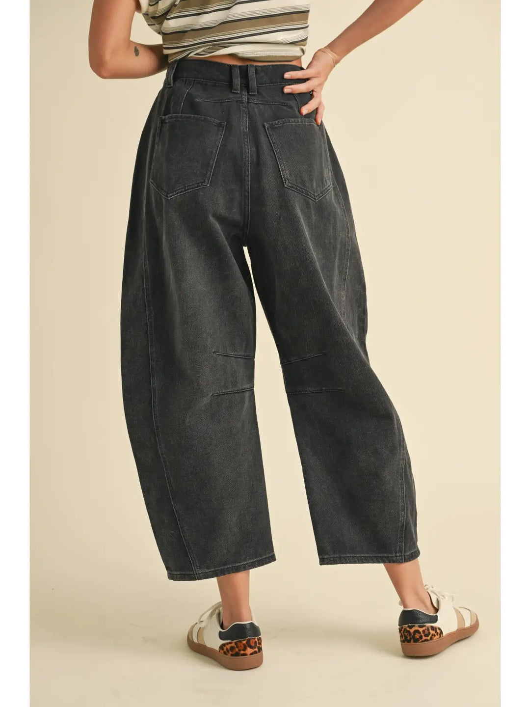 Miou Muse Barrel Cotton Pants in Black