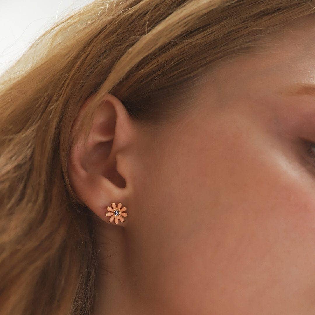 Enamel Bird and Flower Mismatched Studs