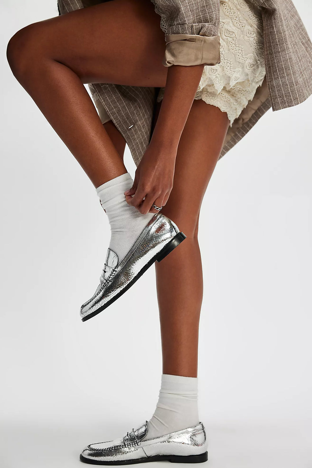 Free People Blanket Stitch Loafer Pale Pewter - Dear Lucy