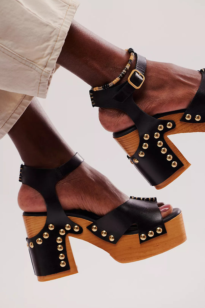 Free People Cecily Studded Clog Black - Dear Lucy