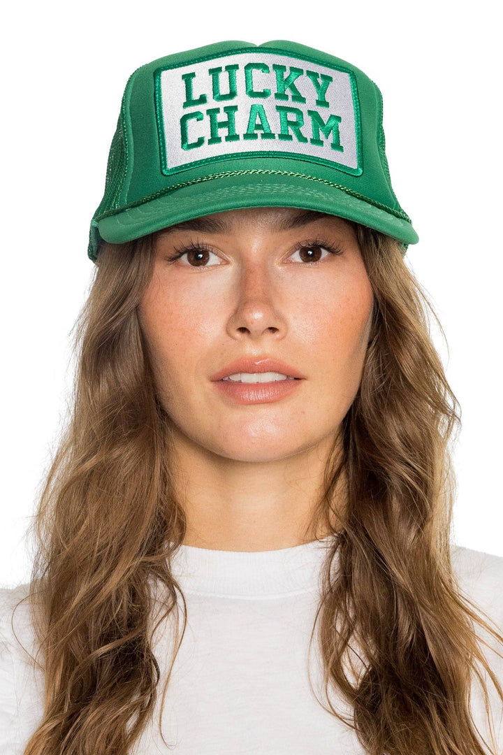 Lucky Charm Trucker Hat in Green - Dear Lucy