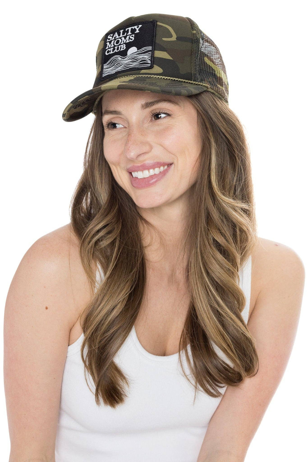 Friday Feelin' Salty Moms Trucker Hat in Camo - Dear Lucy