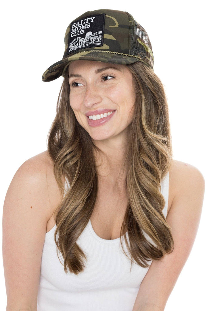 Friday Feelin' Salty Moms Trucker Hat in Camo - Dear Lucy