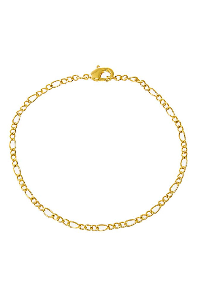 Gold chain bracelet on a white background