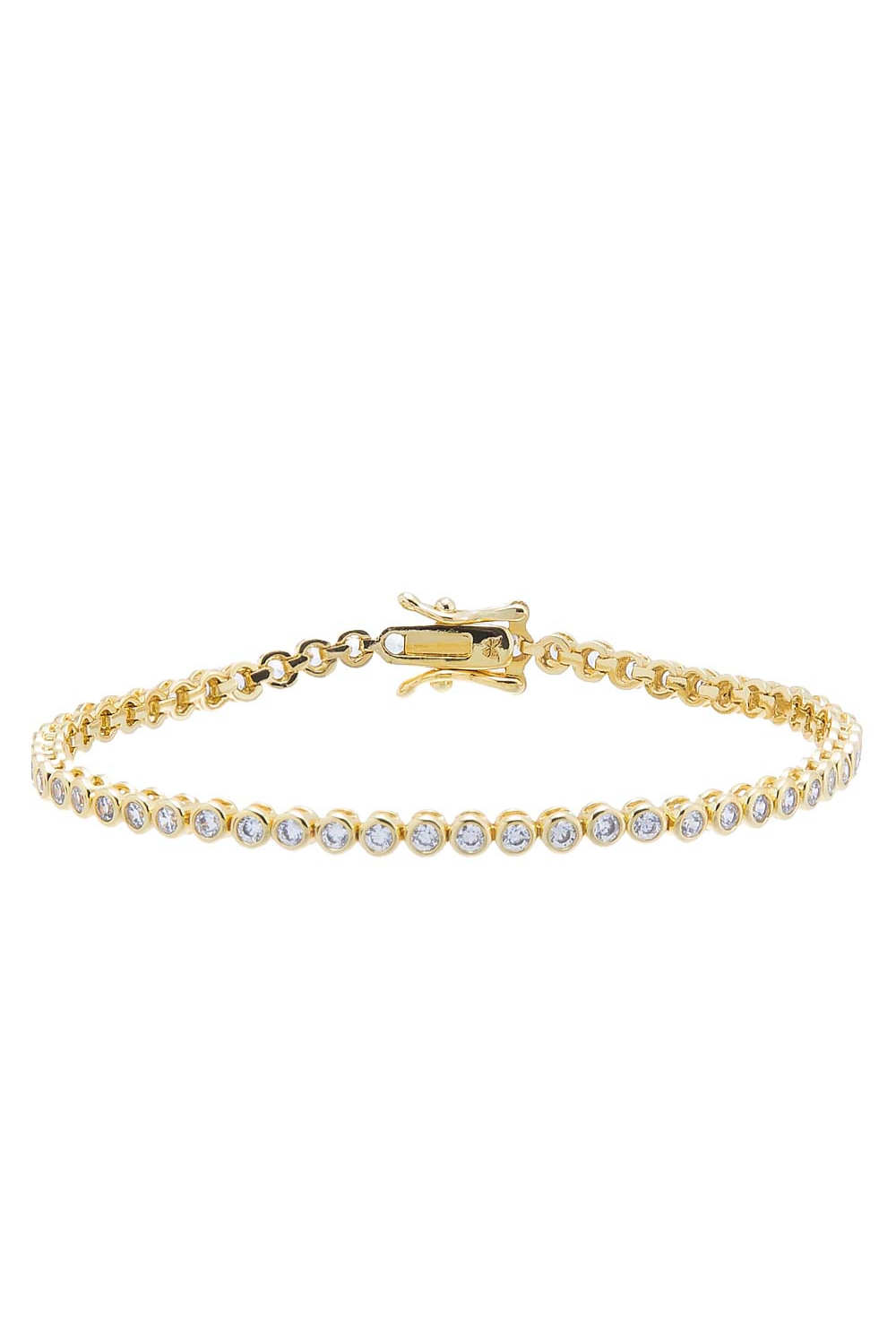 Gold bracelet with diamonds on a white background