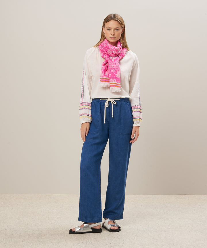 Hartford Pink Cotton Voile Elephants Scarf - Dear Lucy