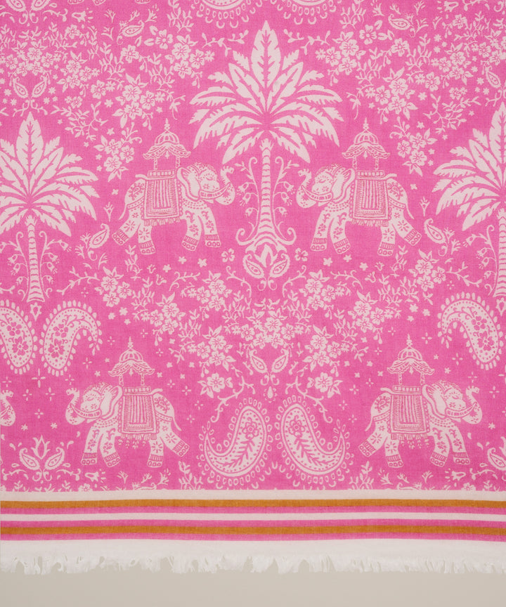 Hartford Pink Cotton Voile Elephants Scarf - Dear Lucy