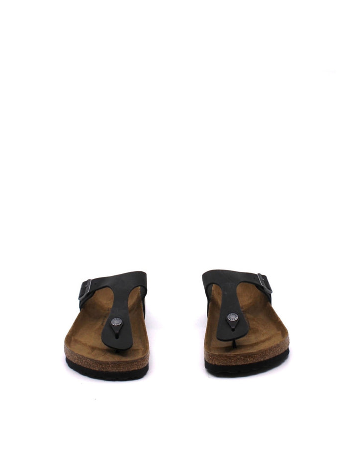 Birkenstock Gizeh Black Oiled Leather top view- Dear Lucy
Thong Sandal with a leather adjustable strap and cork footbed in black.