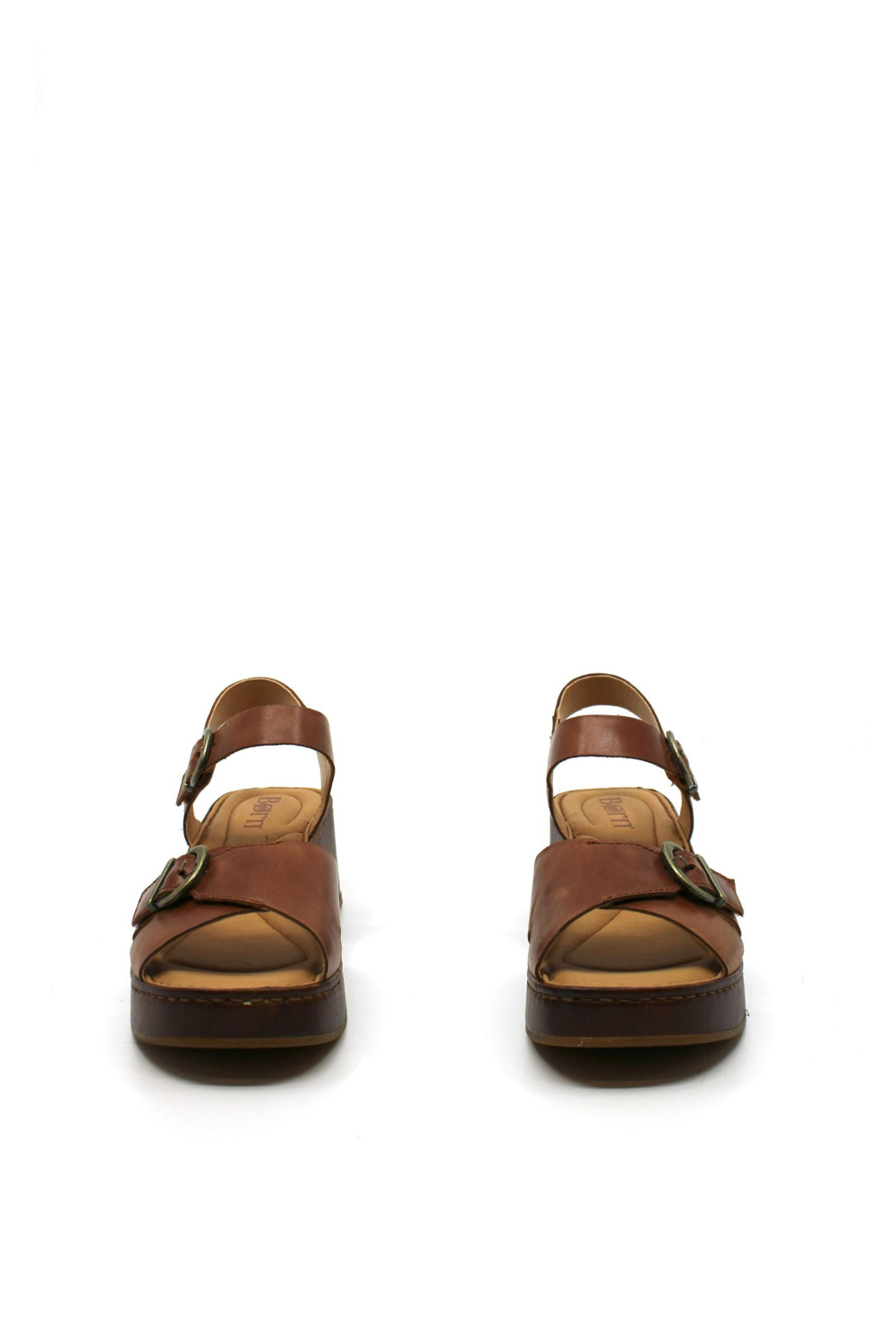 Pair of brown sandals on a white background