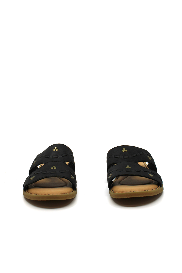 Pair of black sandals with beaded details