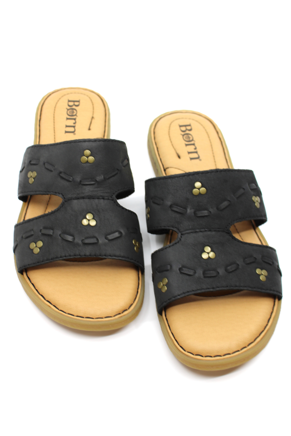 Black sandals with beaded details and cross strap 