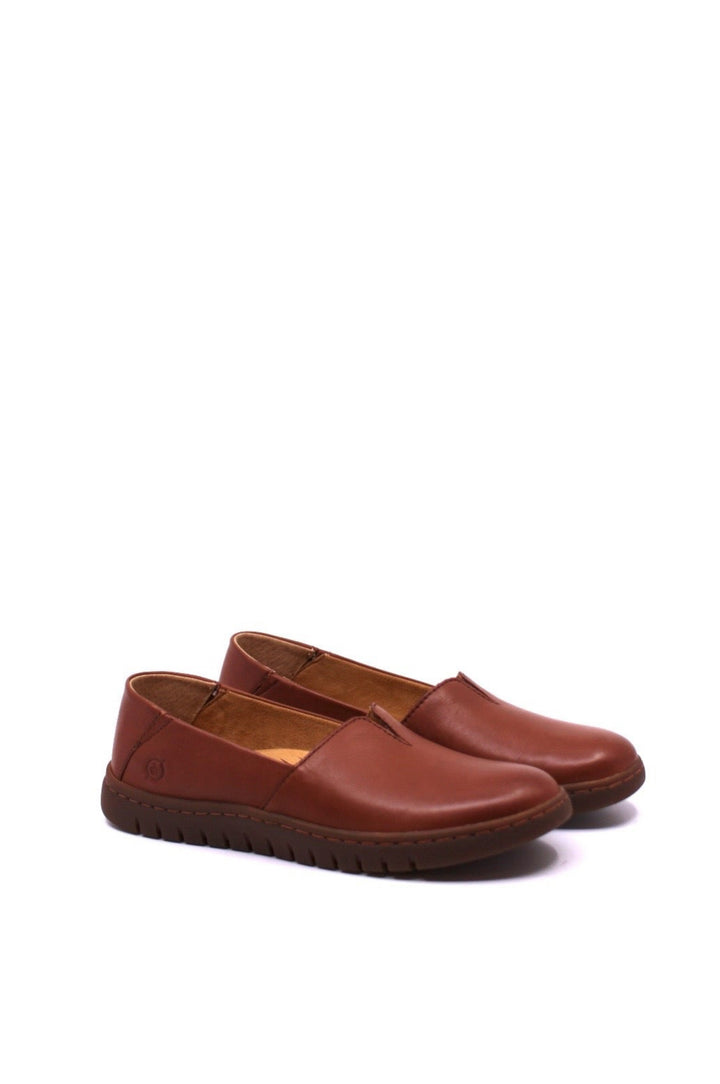 Born Sebra brown leather slip on loafer
