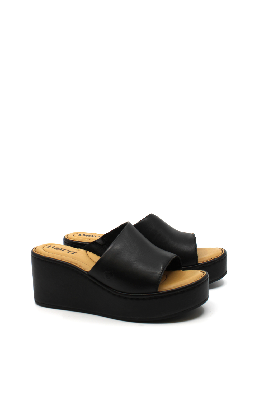 Black platform leather sandals 