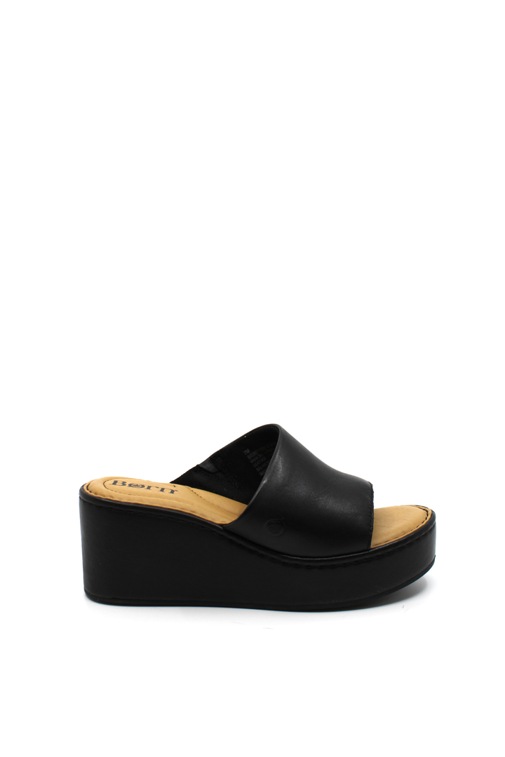 Black platform leather sandal 