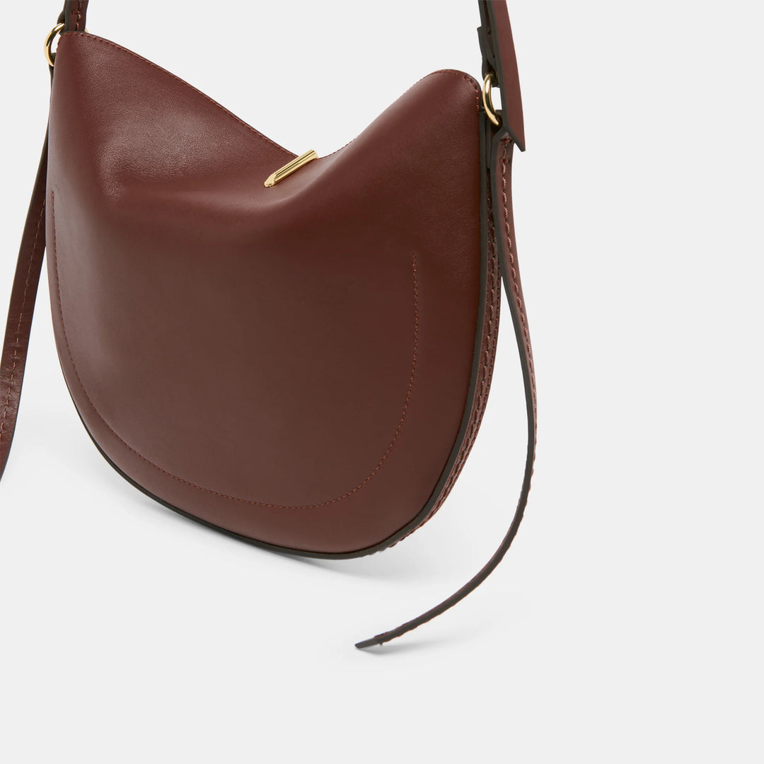 Brown leather handbag with a strap 