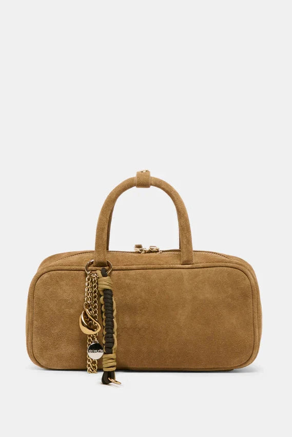 Brown handbag with a chain detail 