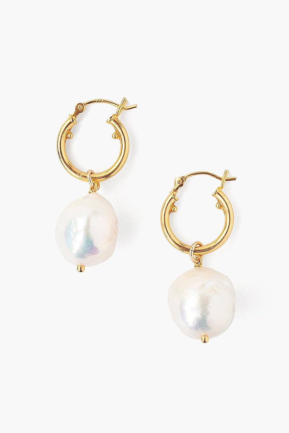 Chan Luu Baroque Pearl Hoop Earrings in White - Dear Lucy