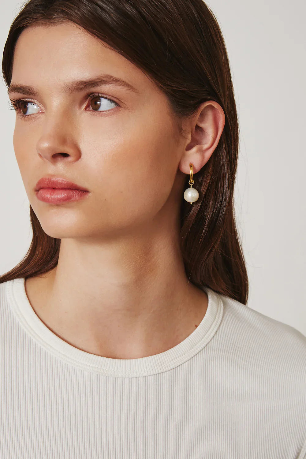 Chan Luu Baroque Pearl Hoop Earrings in White - Dear Lucy