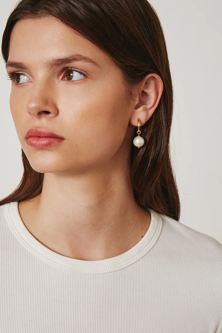 Chan Luu Baroque Pearl Hoop Earrings in White - Dear Lucy