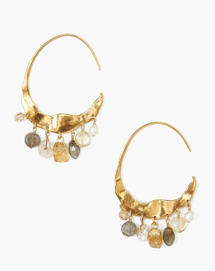 Chan Luu Crescent 18k Gold Pearl and Citrine Earrings - Dear Lucy